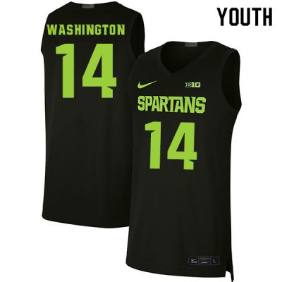 Youth Michigan State Spartans NCAA #14 Brock Washington Black Authentic Nike 2019-20 Stitched College Basketball Jersey DM32B54HJ